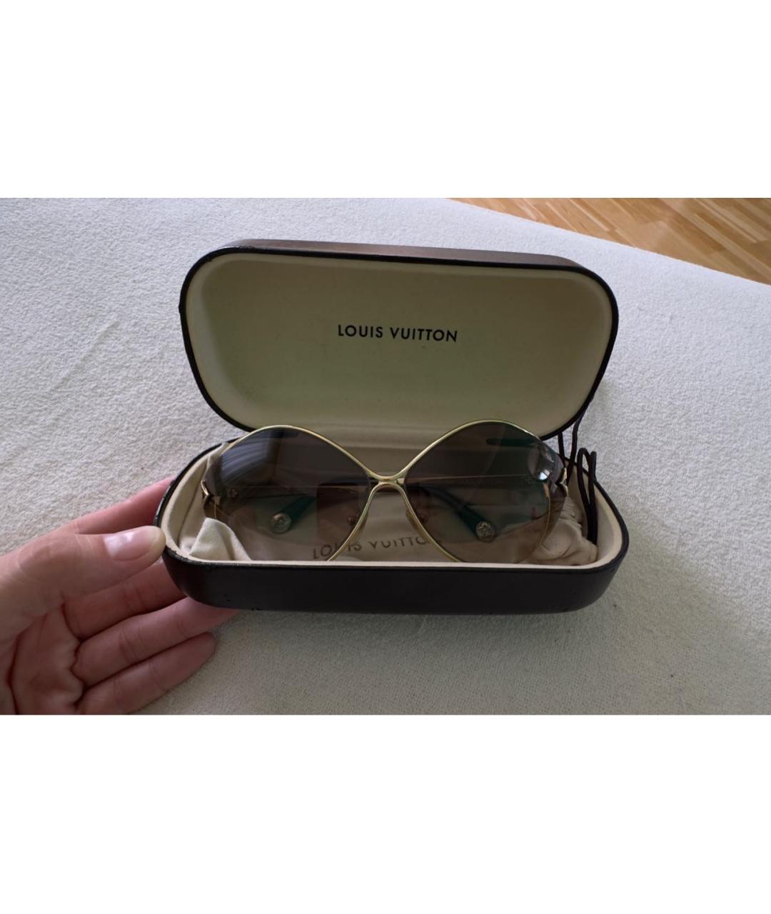 LOUIS VUITTON Золотые металлические солнцезащитные очки, фото 3