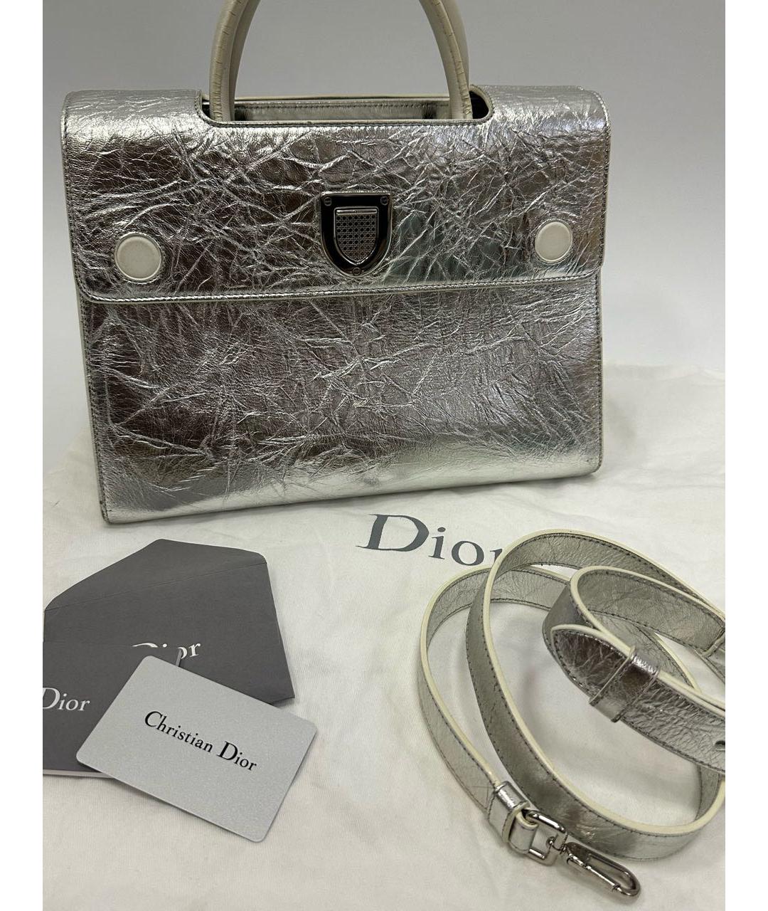 CHRISTIAN DIOR Серебряная кожаная сумка тоут, фото 6