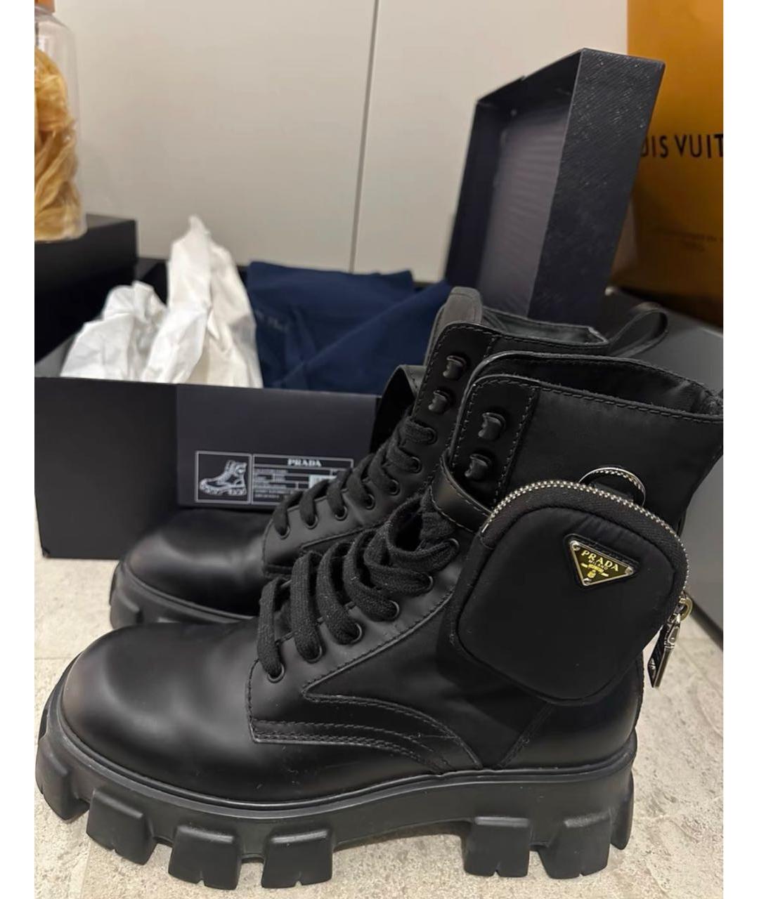 PRADA Черные кожаные высокие ботинки, фото 5