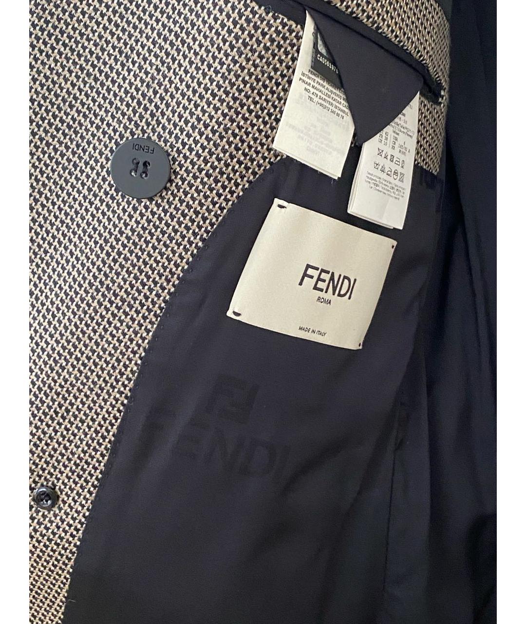 FENDI Серое шерстяное пальто, фото 4