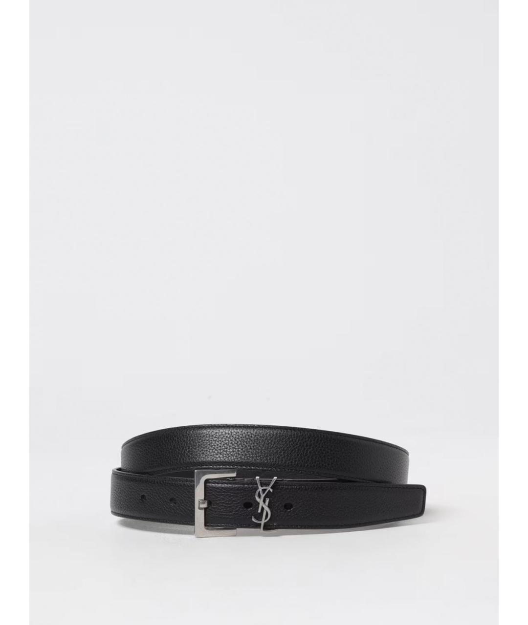 SAINT LAURENT Черный кожаный ремень, фото 3