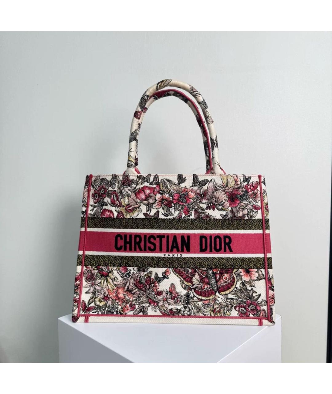 CHRISTIAN DIOR Бежевая жаккардовая сумка тоут, фото 2