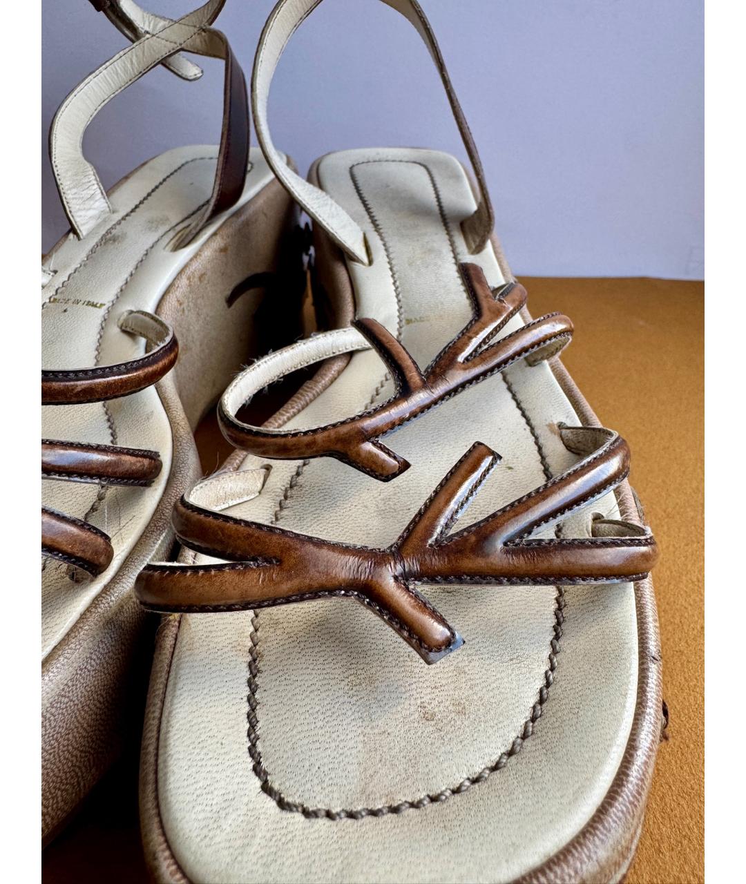 PRADA Коричневые кожаные босоножки, фото 8