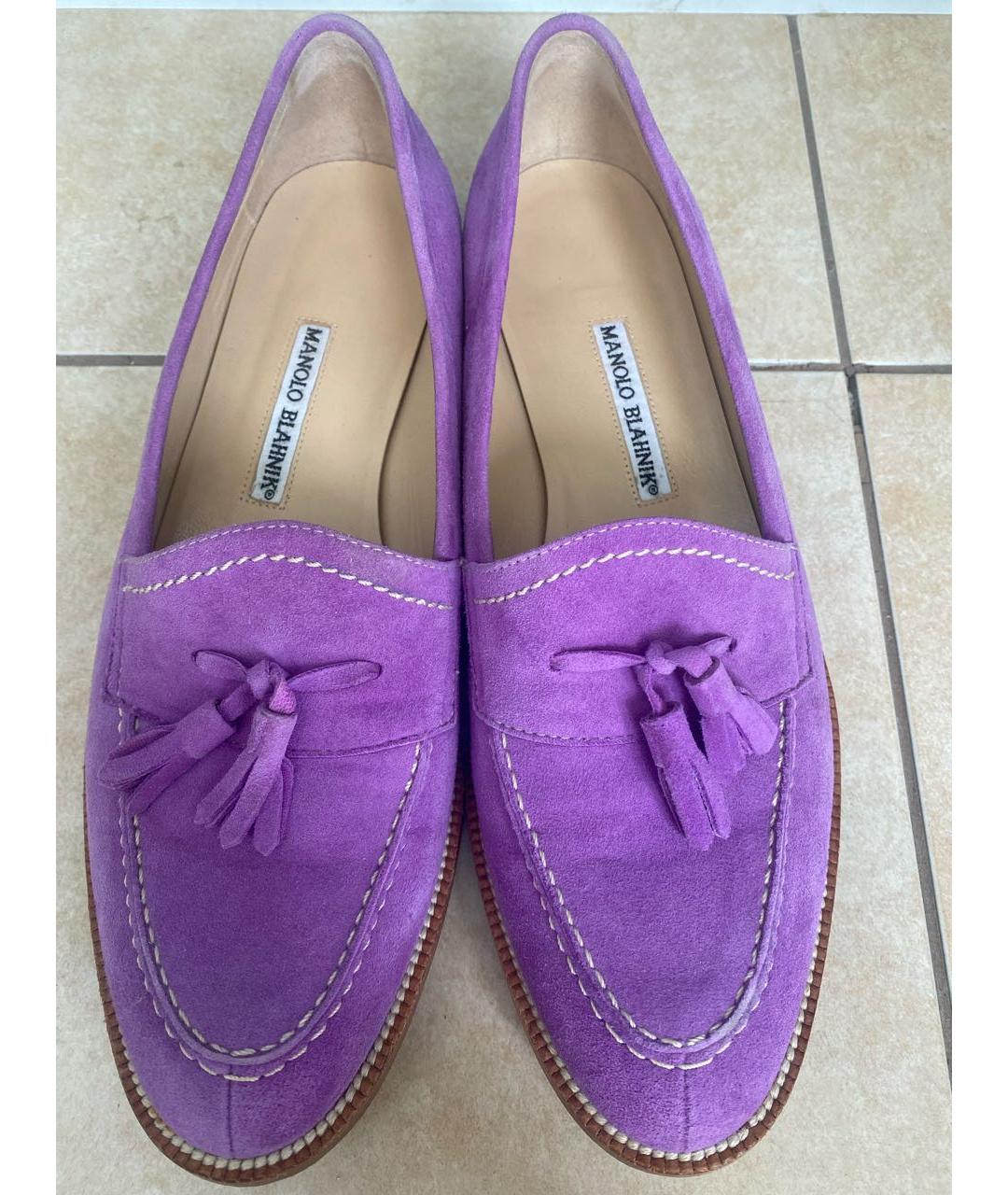 MANOLO BLAHNIK Фиолетовые замшевые лоферы, фото 2
