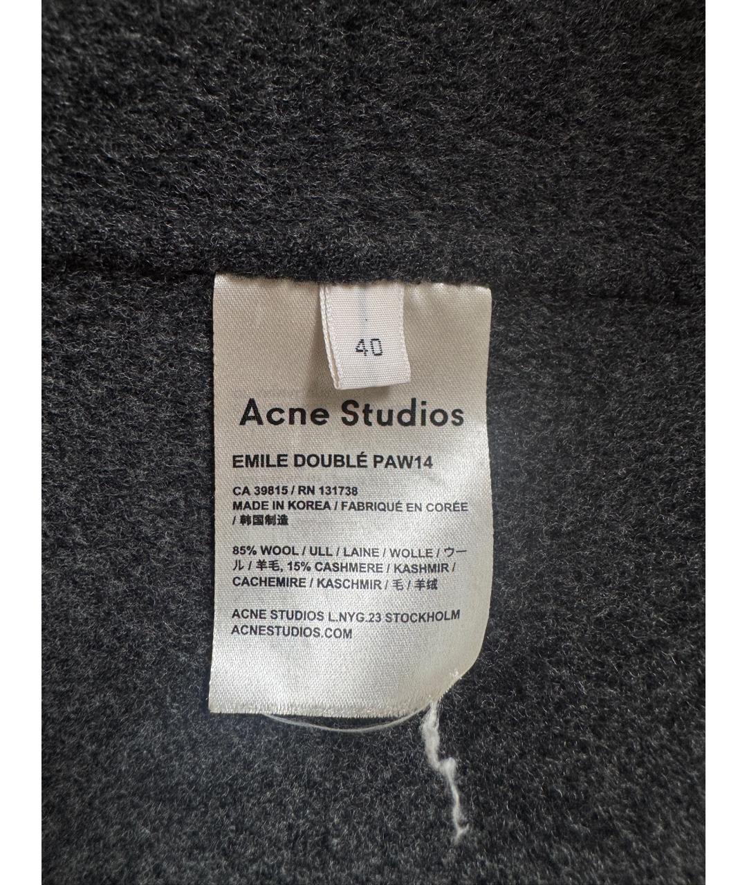ACNE STUDIOS Серое шерстяное пальто, фото 7