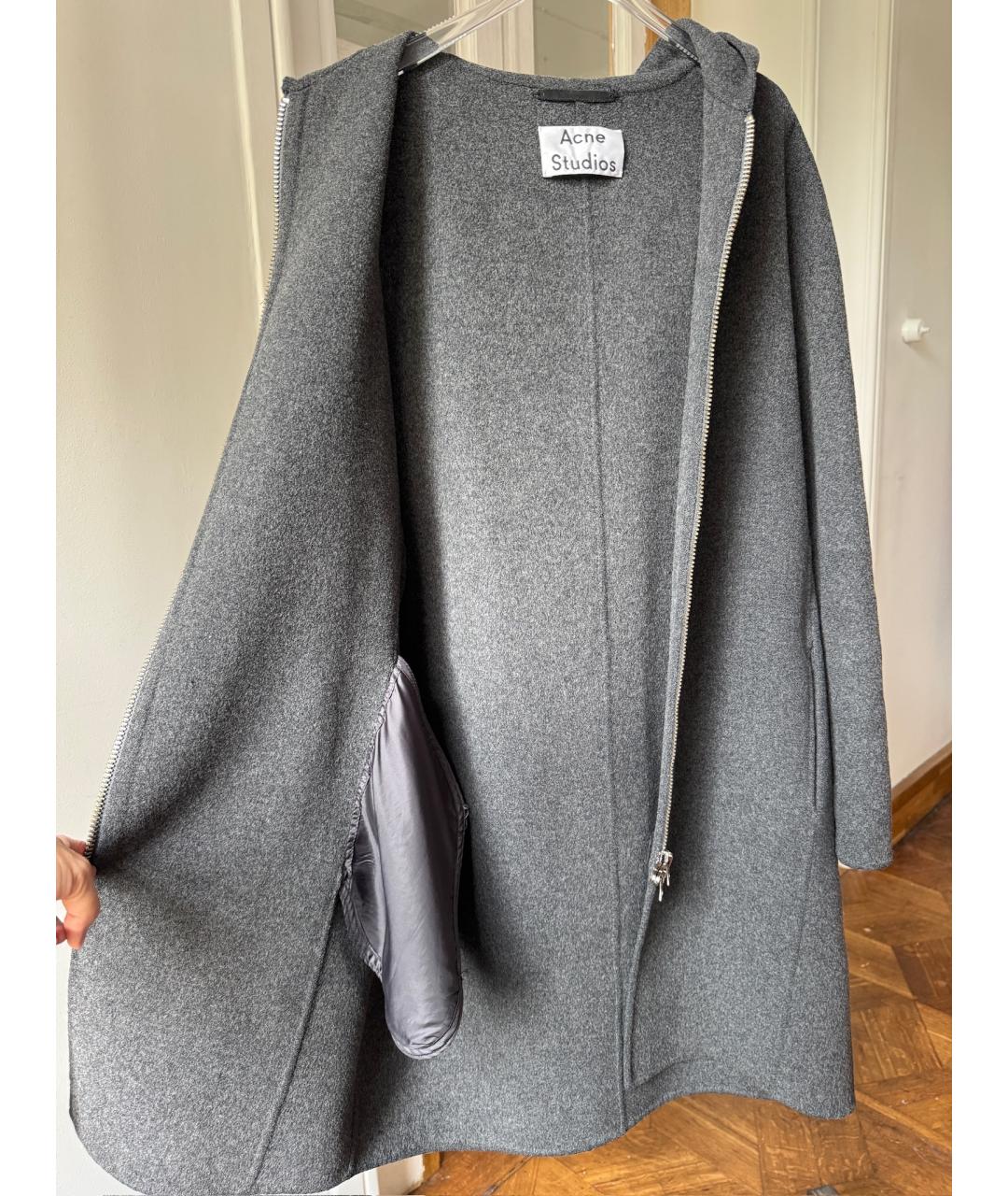 ACNE STUDIOS Серое шерстяное пальто, фото 5