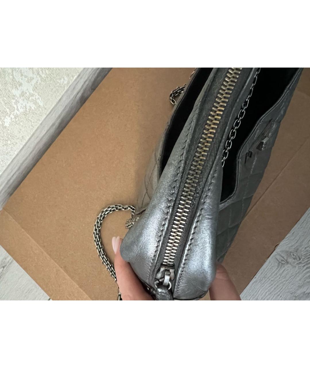 CHANEL Серебряная кожаная сумка через плечо, фото 8