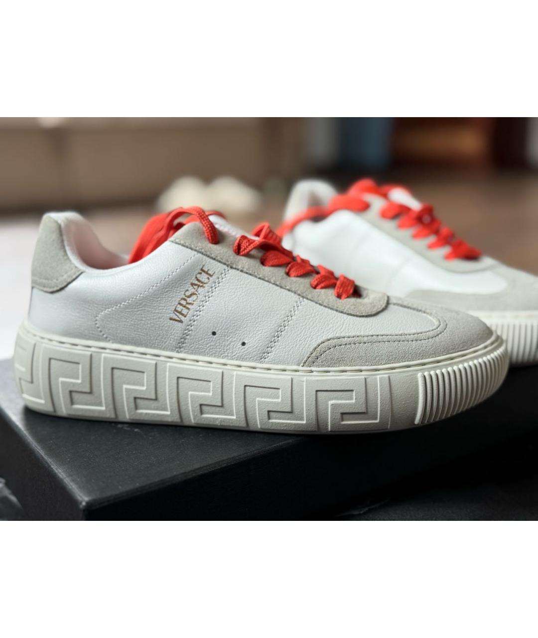 VERSACE Белые кожаные кеды, фото 8