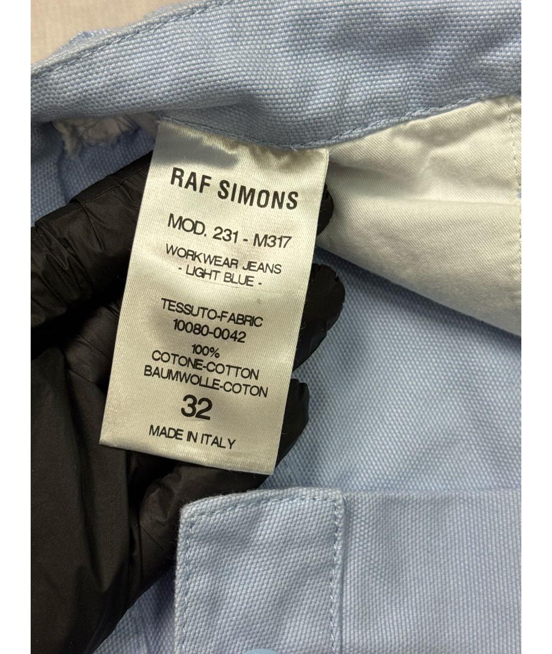RAF SIMONS Голубые хлопковые прямые джинсы, фото 7