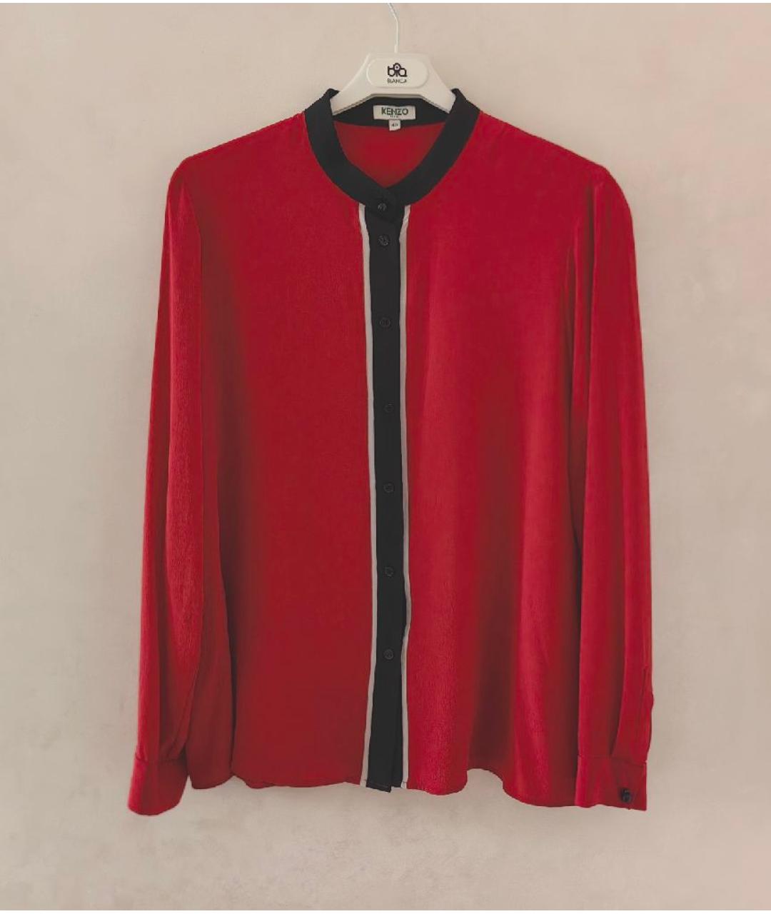 KENZO Красная шелковая блузы, фото 8