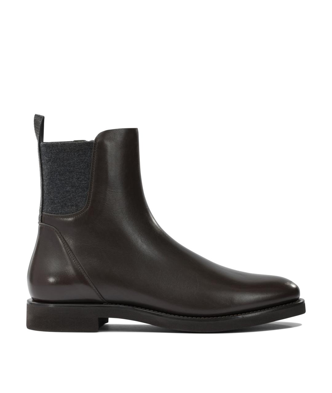 BRUNELLO CUCINELLI Коричневые кожаные ботинки, фото 1