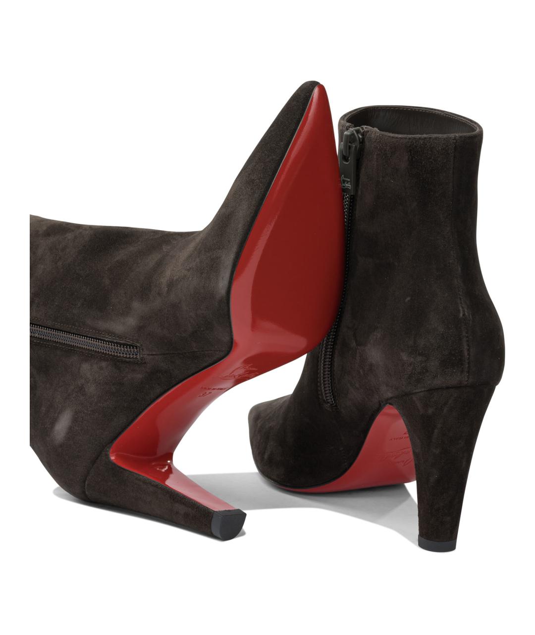 CHRISTIAN LOUBOUTIN Коричневые замшевые ботильоны, фото 5