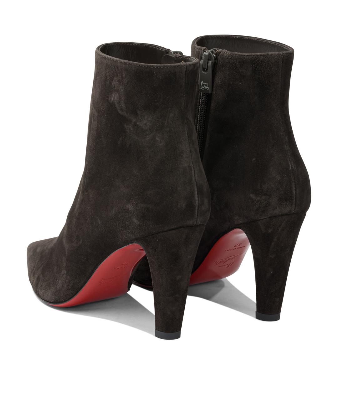CHRISTIAN LOUBOUTIN Коричневые замшевые ботильоны, фото 4