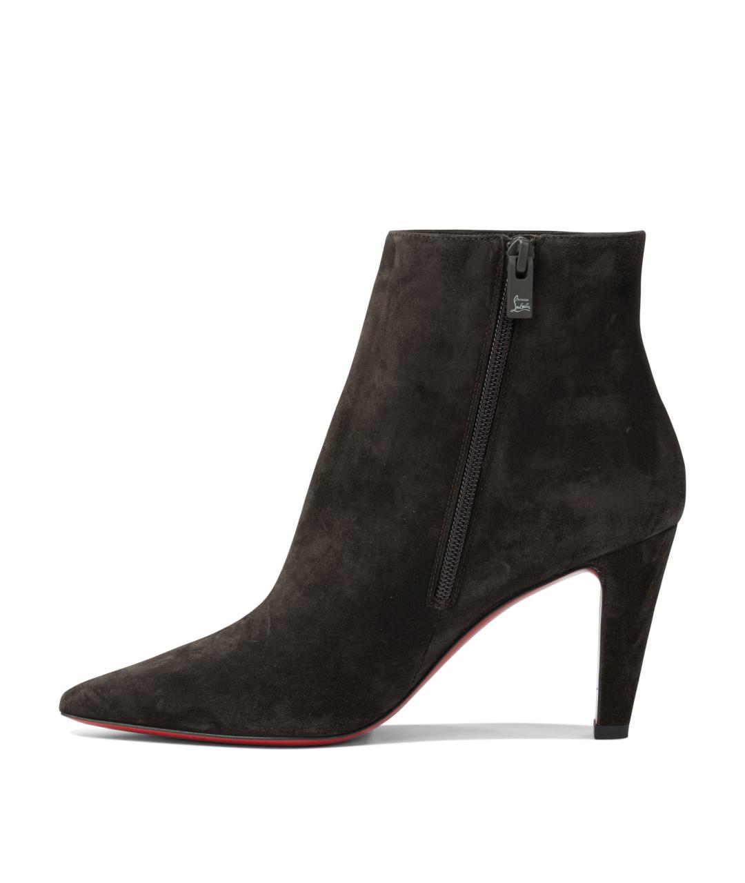 CHRISTIAN LOUBOUTIN Коричневые замшевые ботильоны, фото 3