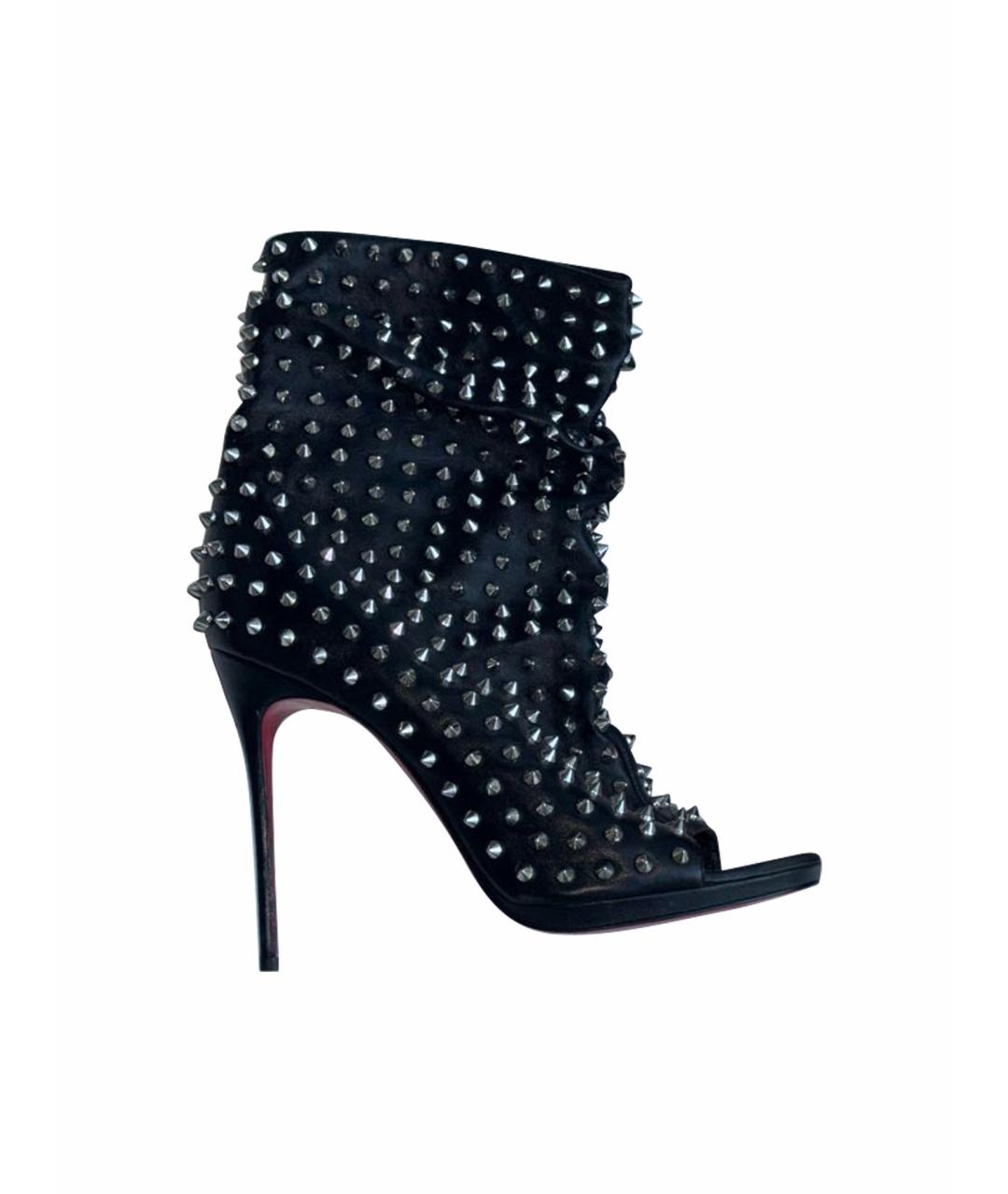 CHRISTIAN LOUBOUTIN Черные кожаные ботильоны, фото 1