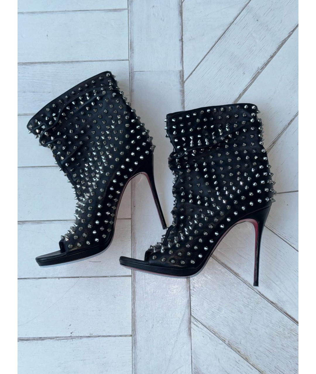 CHRISTIAN LOUBOUTIN Черные кожаные ботильоны, фото 9