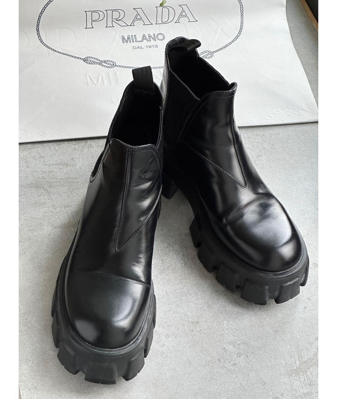 PRADA Черные кожаные ботинки, фото 2