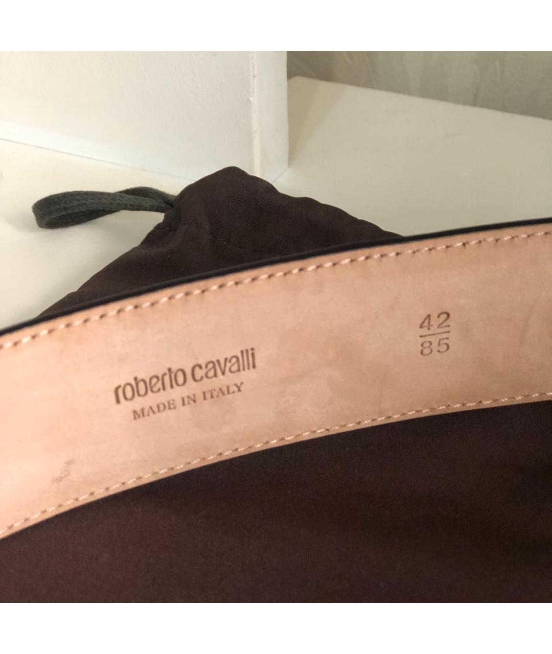 ROBERTO CAVALLI Черный кожаный ремень, фото 3