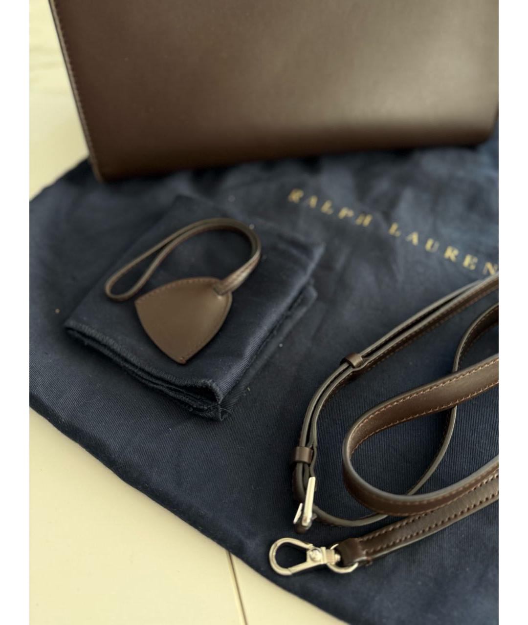 RALPH LAUREN Коричневая кожаная сумка тоут, фото 5