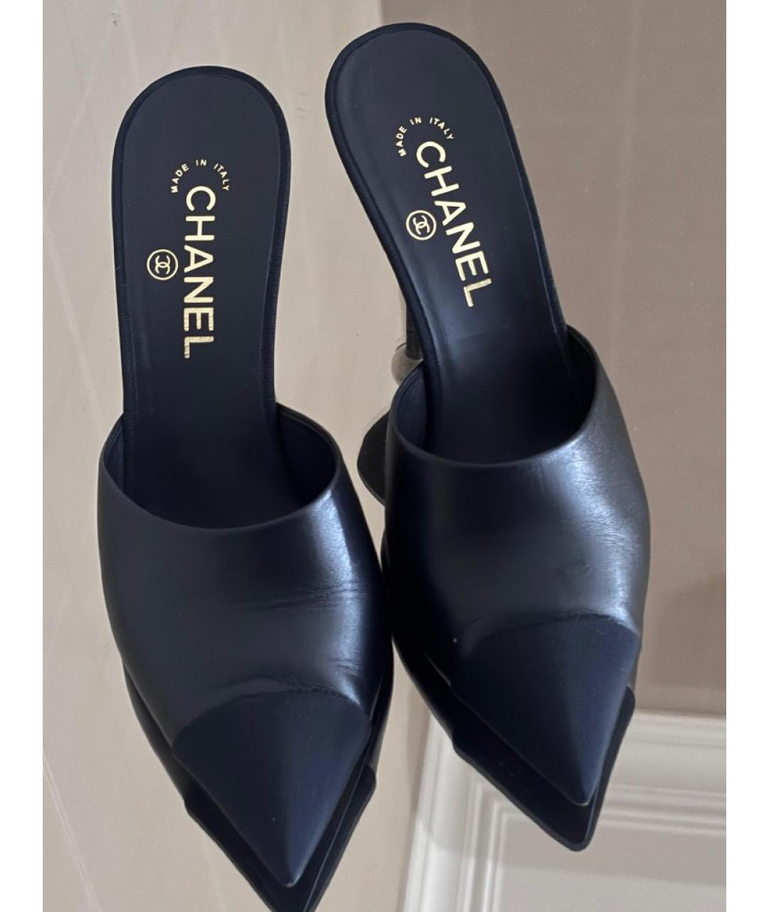 CHANEL Черные кожаные мюли, фото 4