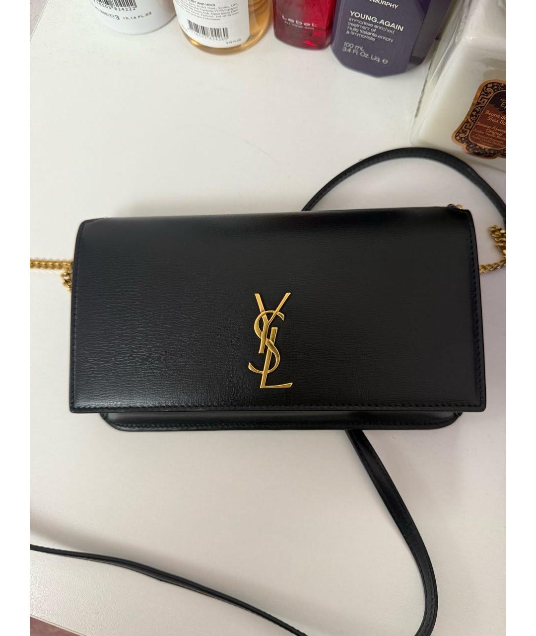 SAINT LAURENT Черная кожаная сумка через плечо, фото 3