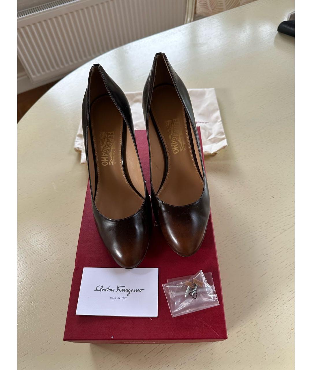 FERRAGAMO Коричневые кожаные туфли, фото 2