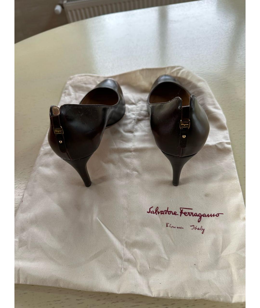 FERRAGAMO Коричневые кожаные туфли, фото 4