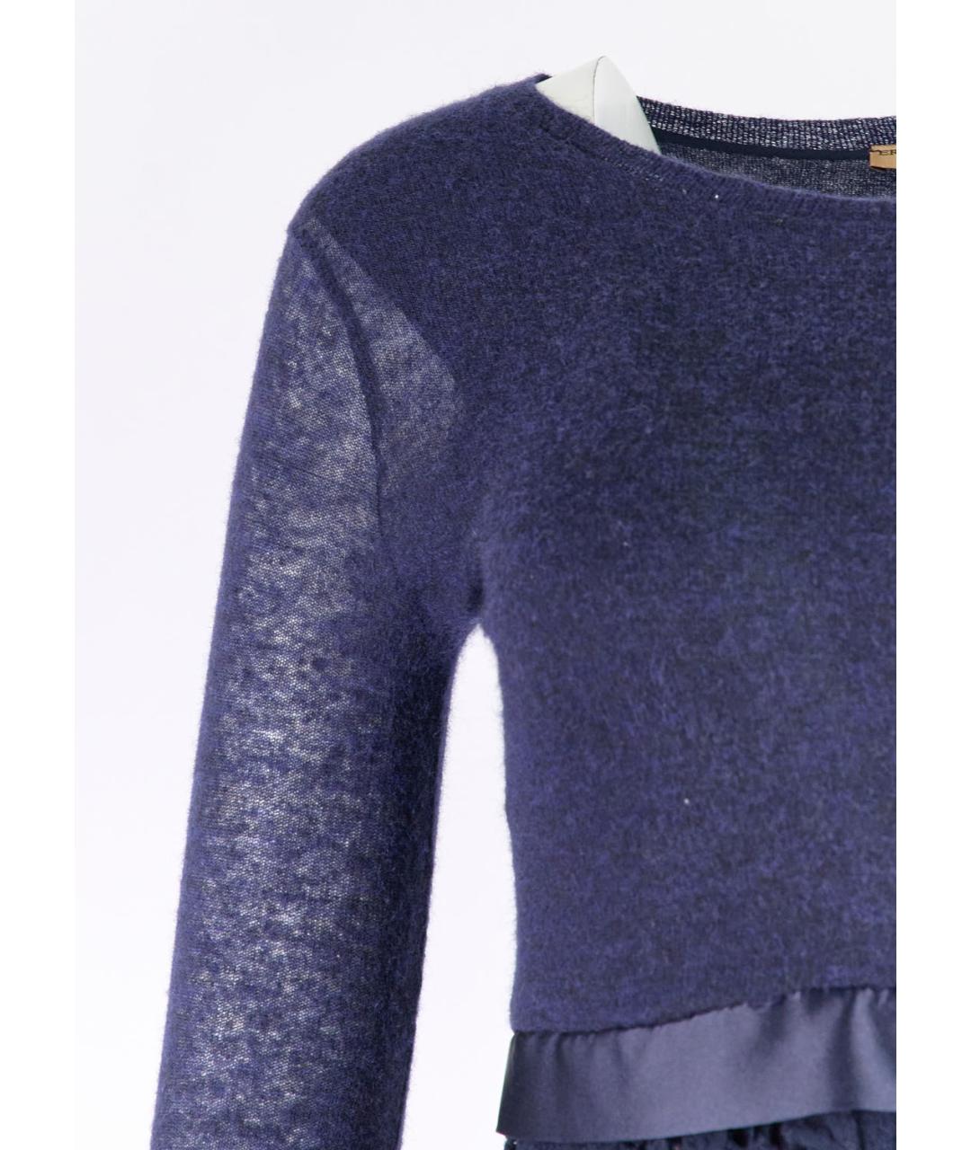 ERMANNO SCERVINO Синее шерстяное повседневное платье, фото 5