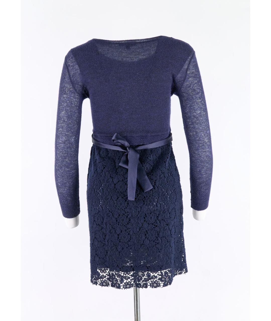ERMANNO SCERVINO Синее шерстяное повседневное платье, фото 2