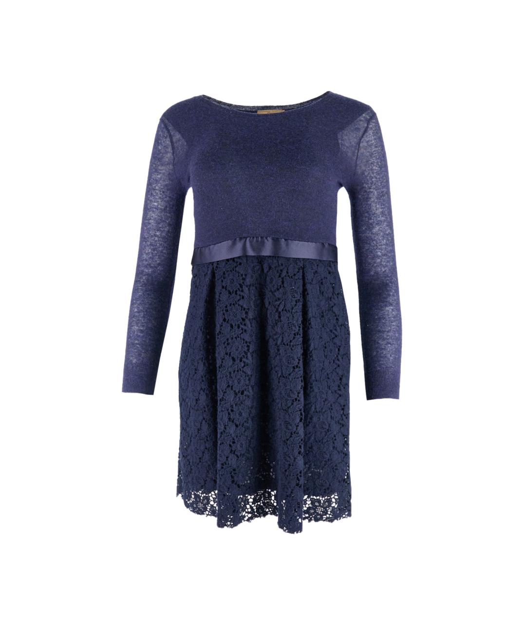 ERMANNO SCERVINO Синее шерстяное повседневное платье, фото 1