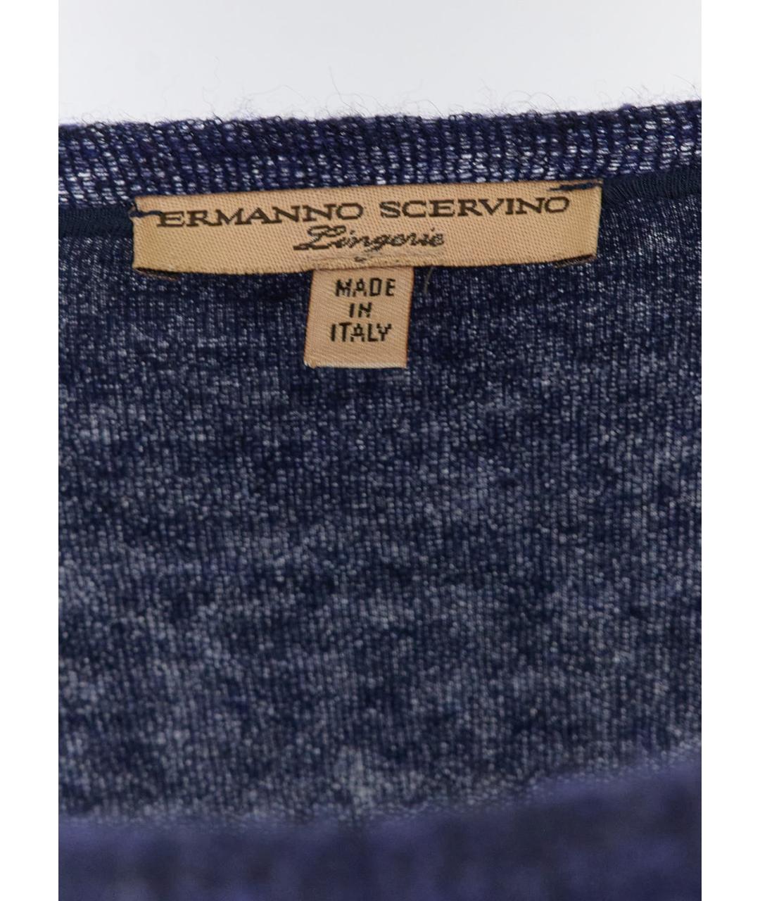 ERMANNO SCERVINO Синее шерстяное повседневное платье, фото 3