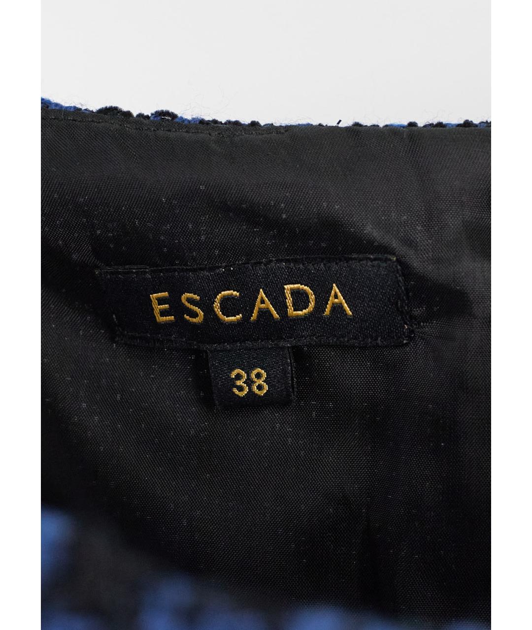 ESCADA Синее шерстяное повседневное платье, фото 3