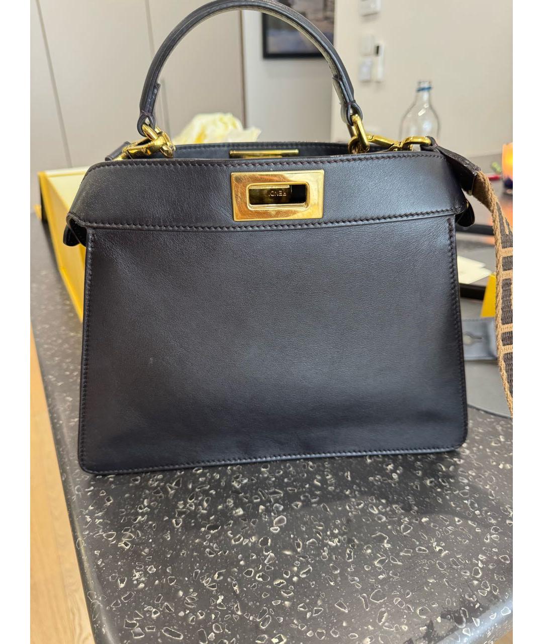 FENDI Черная кожаная сумка тоут, фото 2
