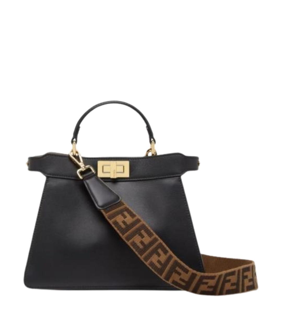 FENDI Черная кожаная сумка тоут, фото 1