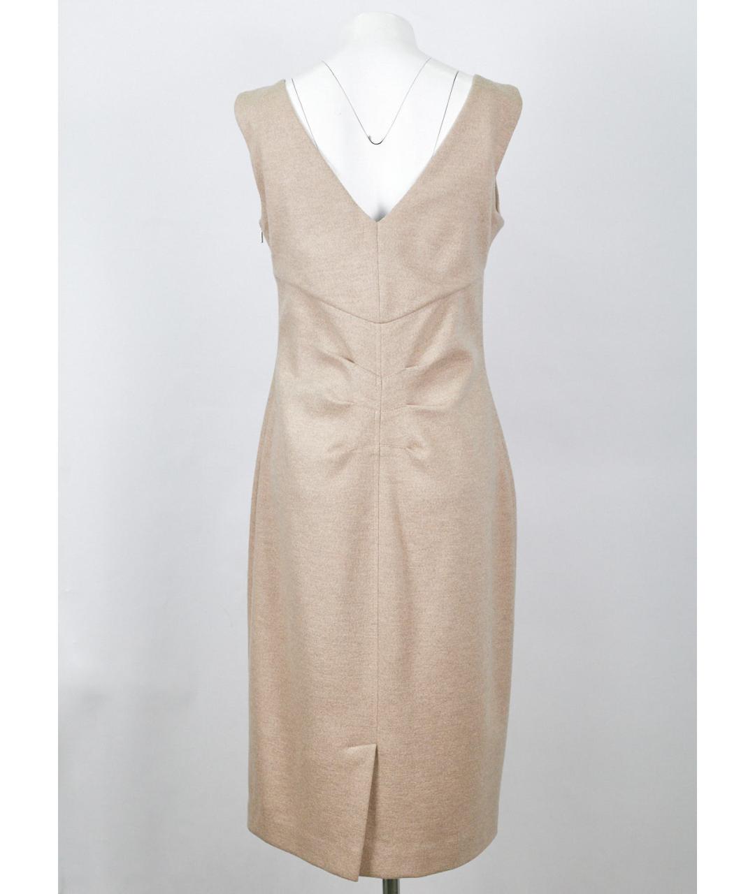 MAX MARA Бежевое шерстяное коктейльное платье, фото 2