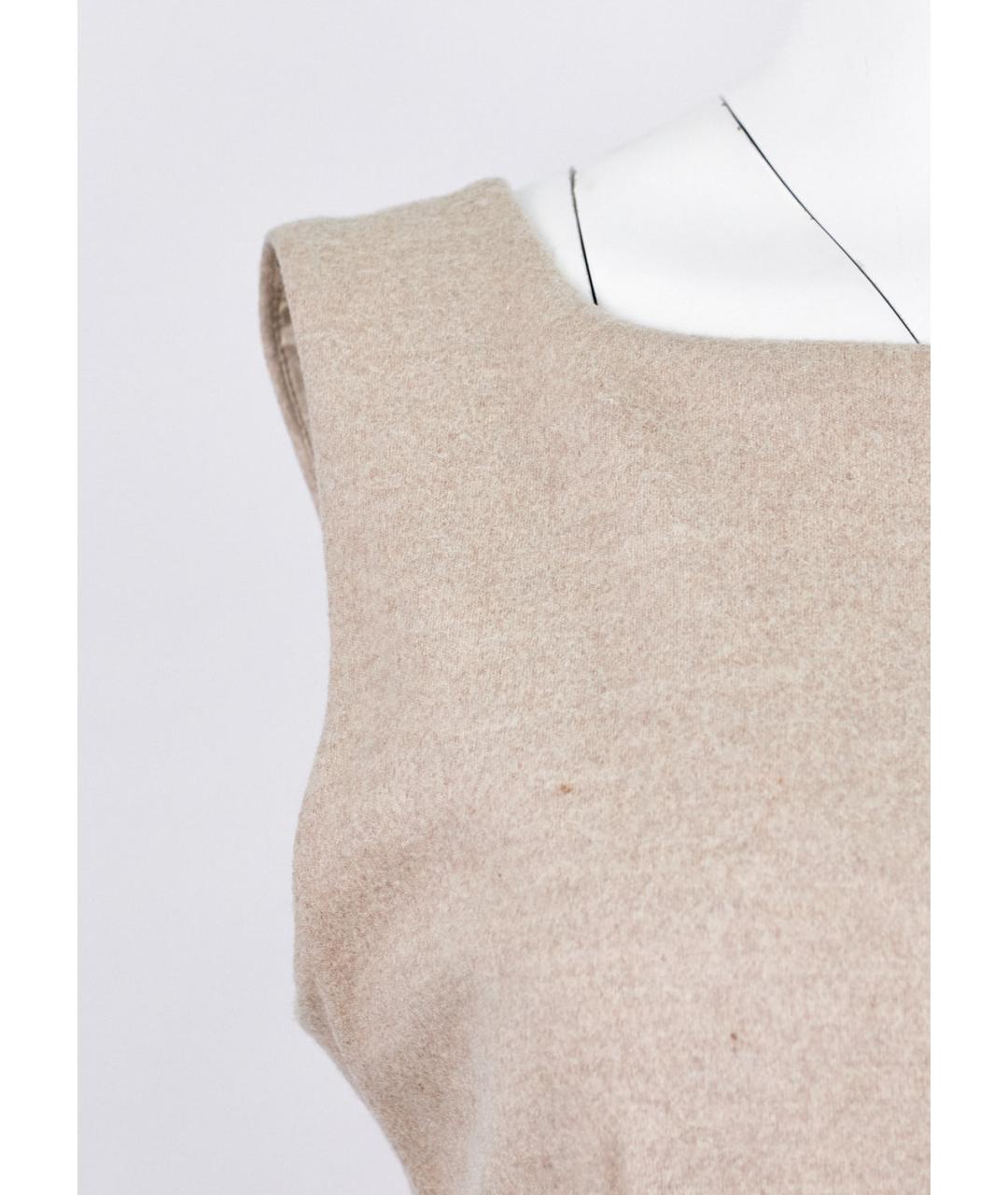 MAX MARA Бежевое шерстяное коктейльное платье, фото 5