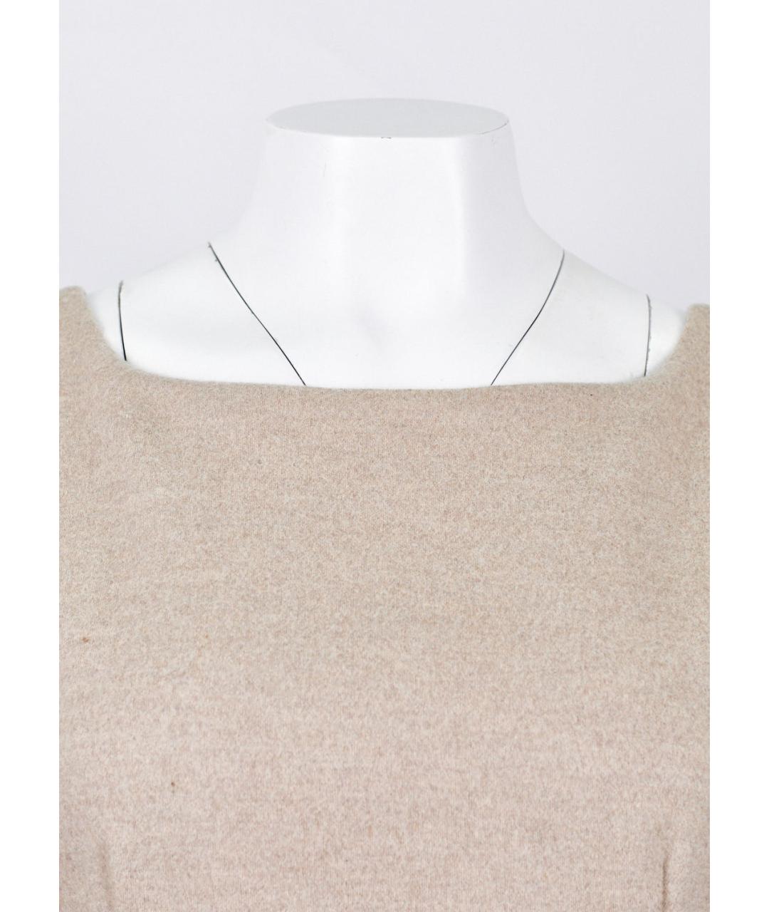 MAX MARA Бежевое шерстяное коктейльное платье, фото 4