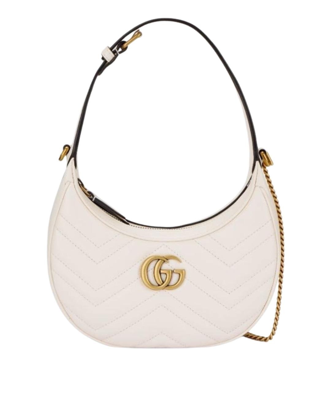 GUCCI Белая кожаная сумка с короткими ручками, фото 1
