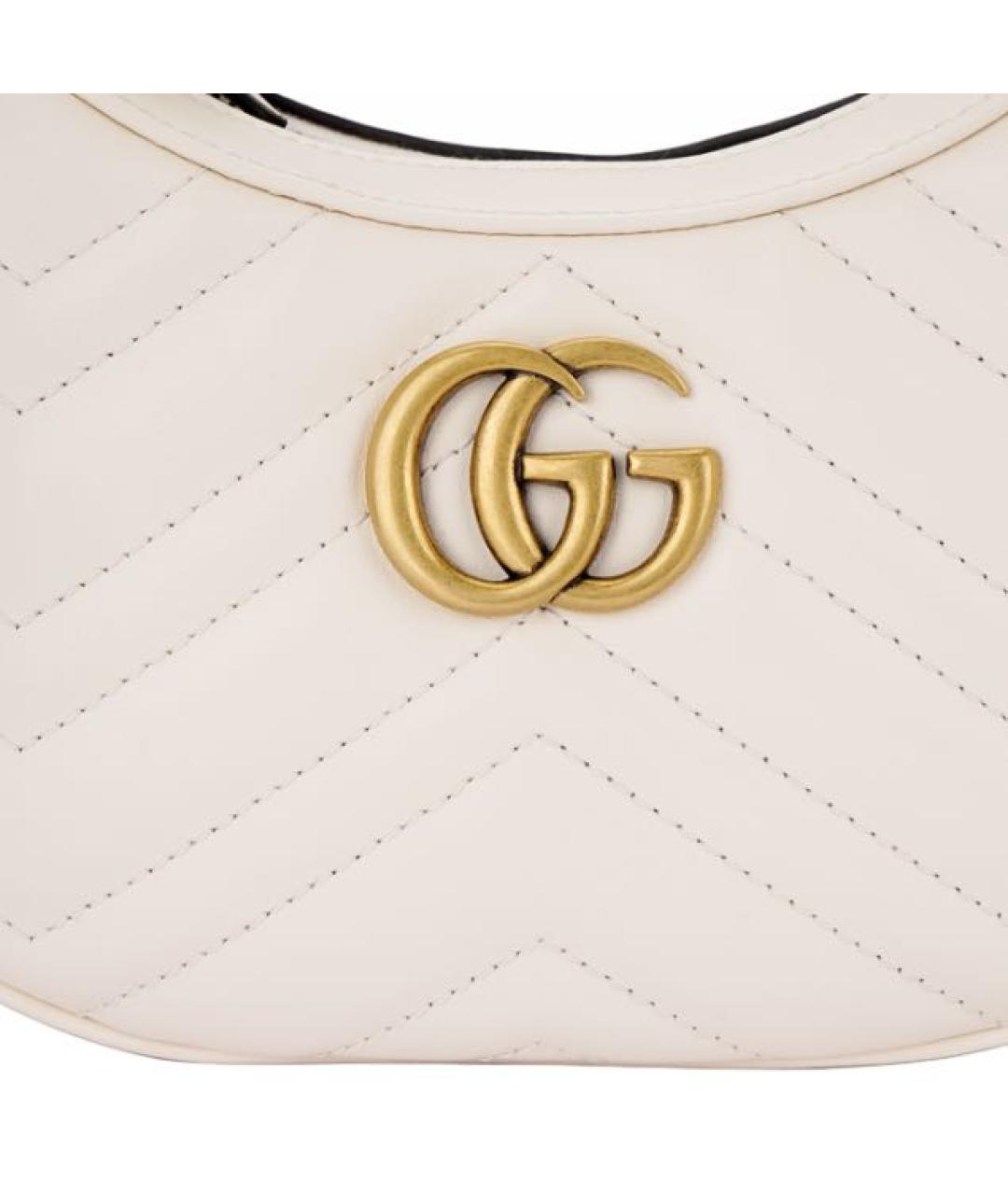 GUCCI Белая кожаная сумка с короткими ручками, фото 5
