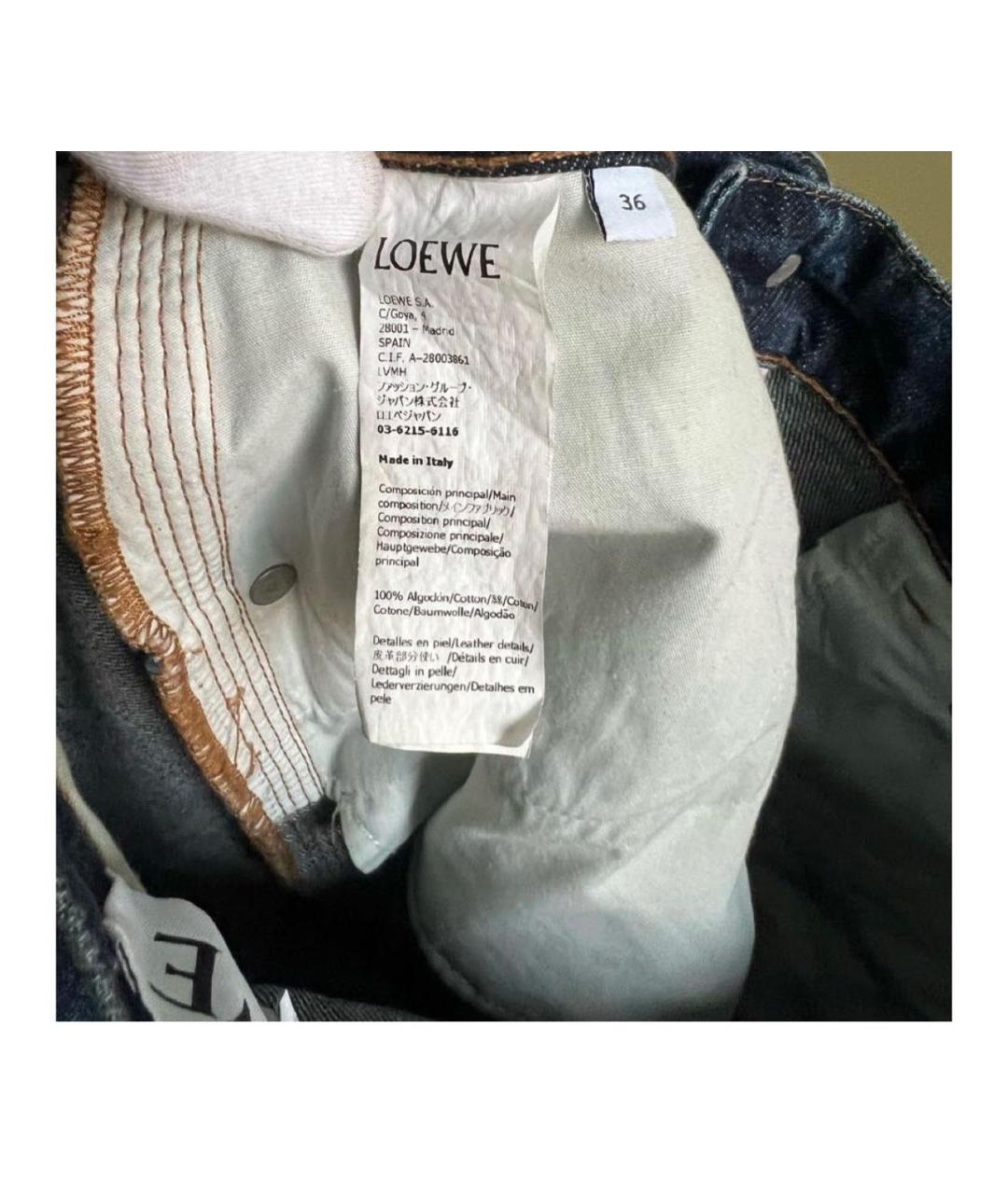 LOEWE Темно-синие хлопковые джинсы клеш, фото 4
