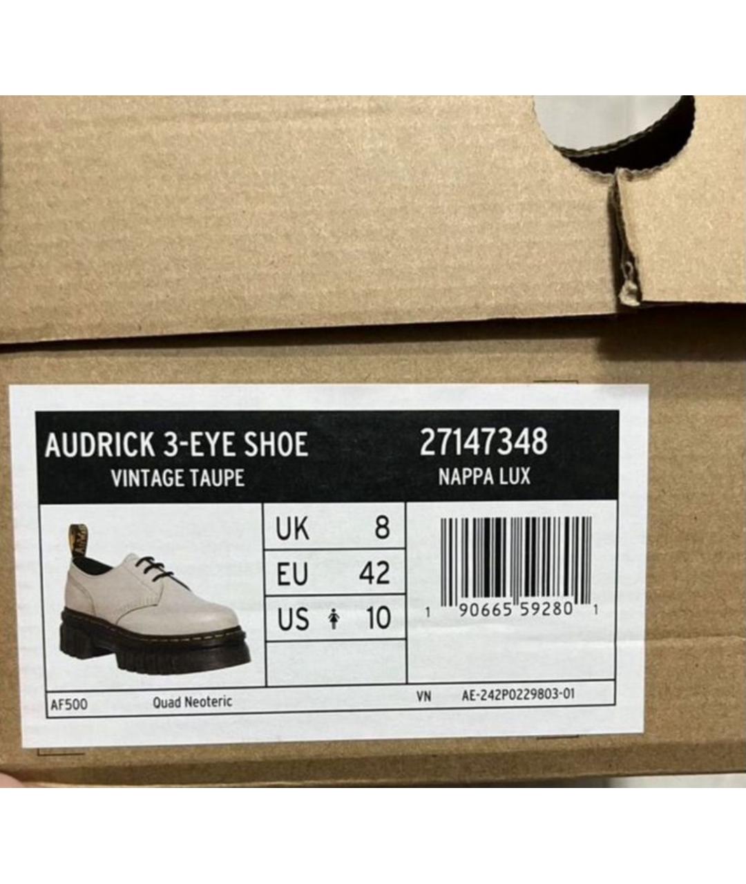 DR. MARTENS Бежевые кожаные низкие ботинки, фото 6