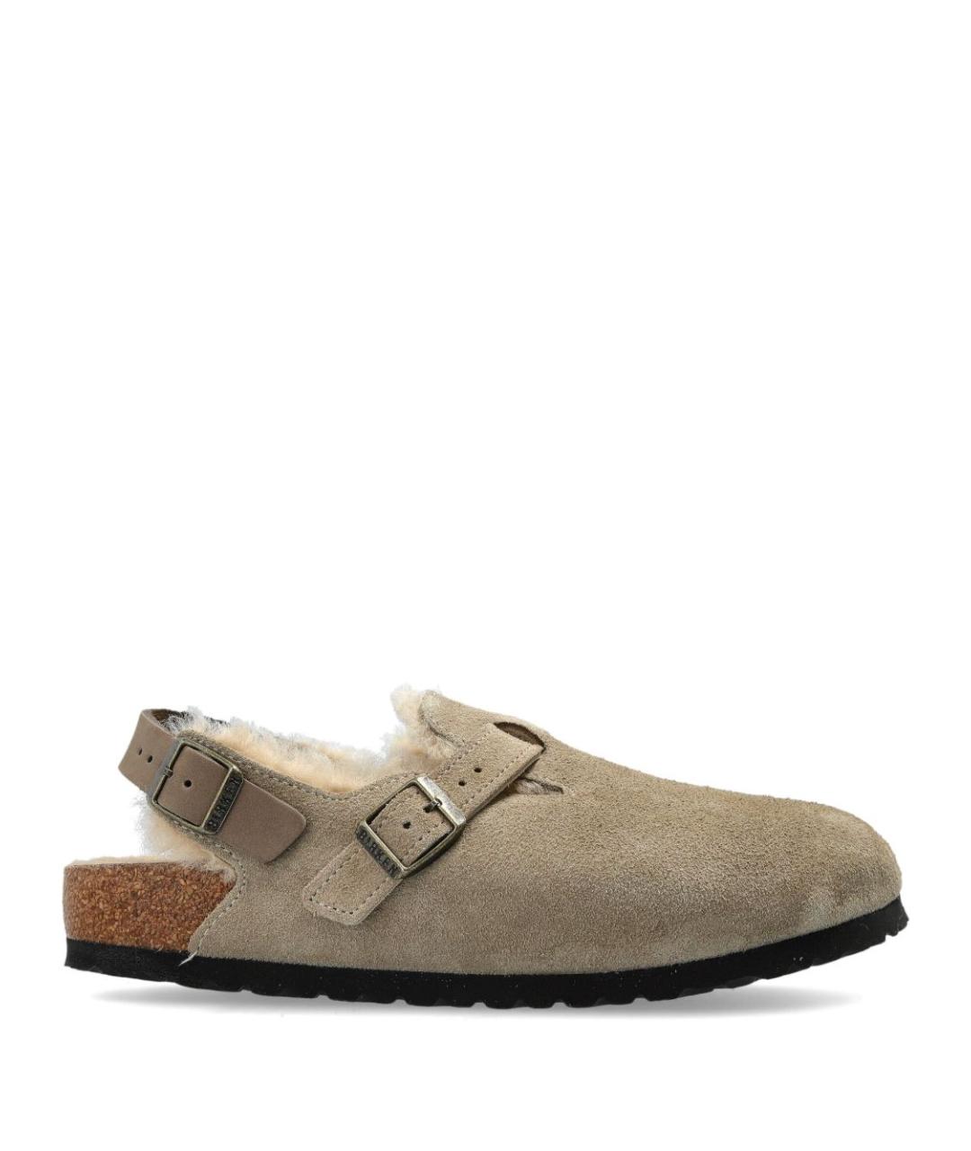 BIRKENSTOCK Бежевые замшевые сабо, фото 1