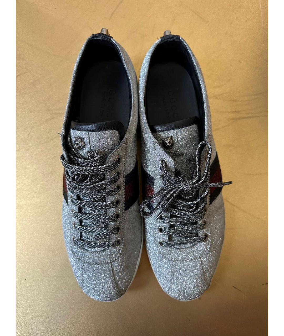 GUCCI Серебряные низкие кроссовки / кеды, фото 4