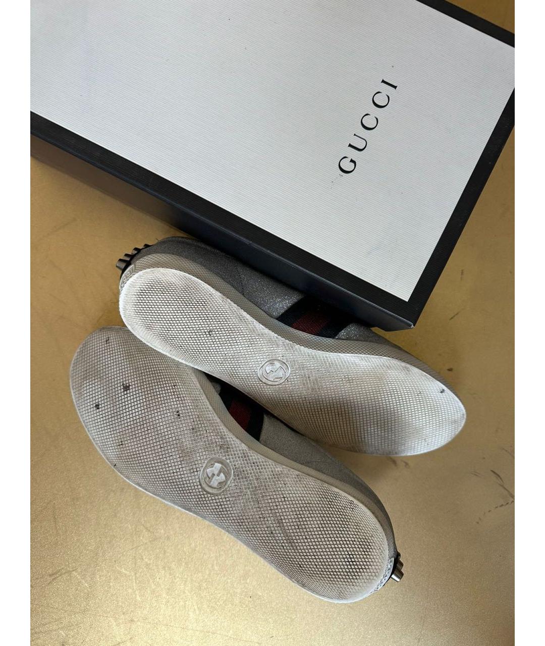GUCCI Серебряные низкие кроссовки / кеды, фото 7