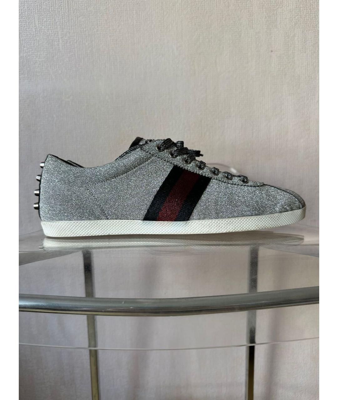 GUCCI Серебряные низкие кроссовки / кеды, фото 9