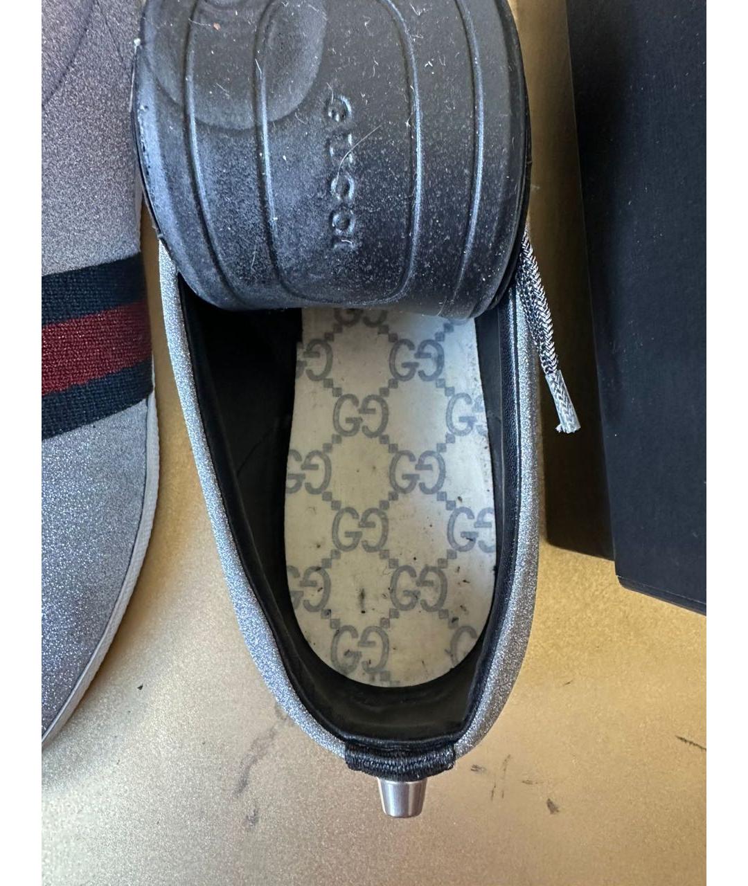 GUCCI Серебряные низкие кроссовки / кеды, фото 6