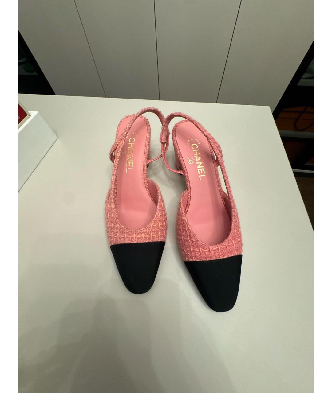 CHANEL Розовые текстильные туфли, фото 2