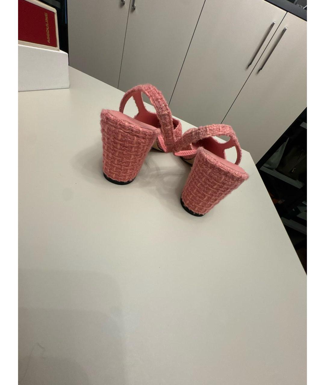 CHANEL Розовые текстильные туфли, фото 4