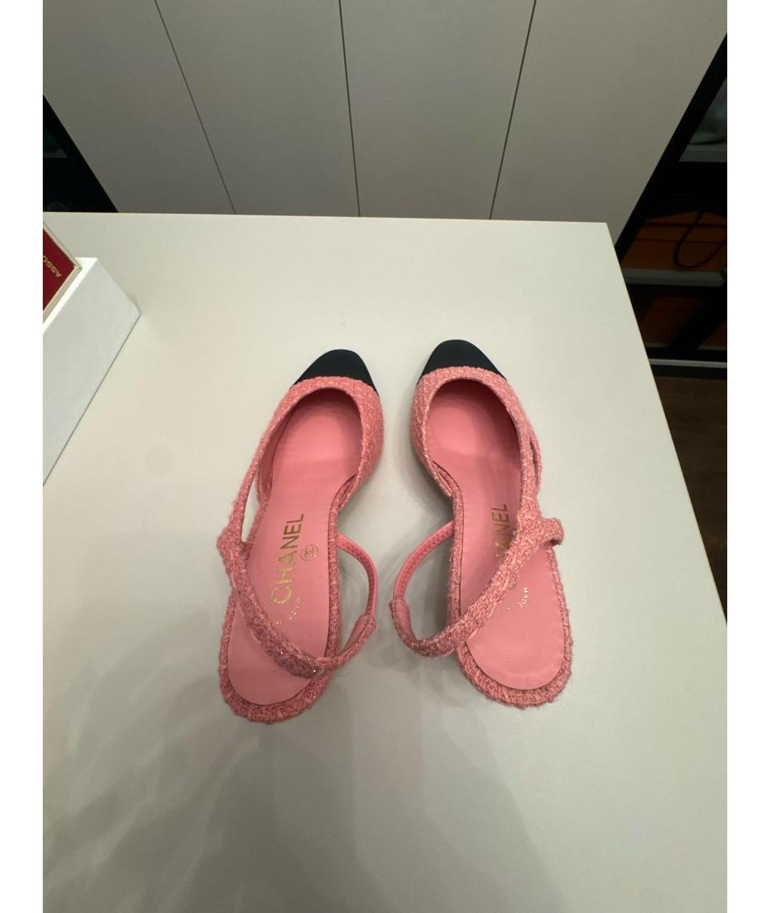 CHANEL Розовые текстильные туфли, фото 3