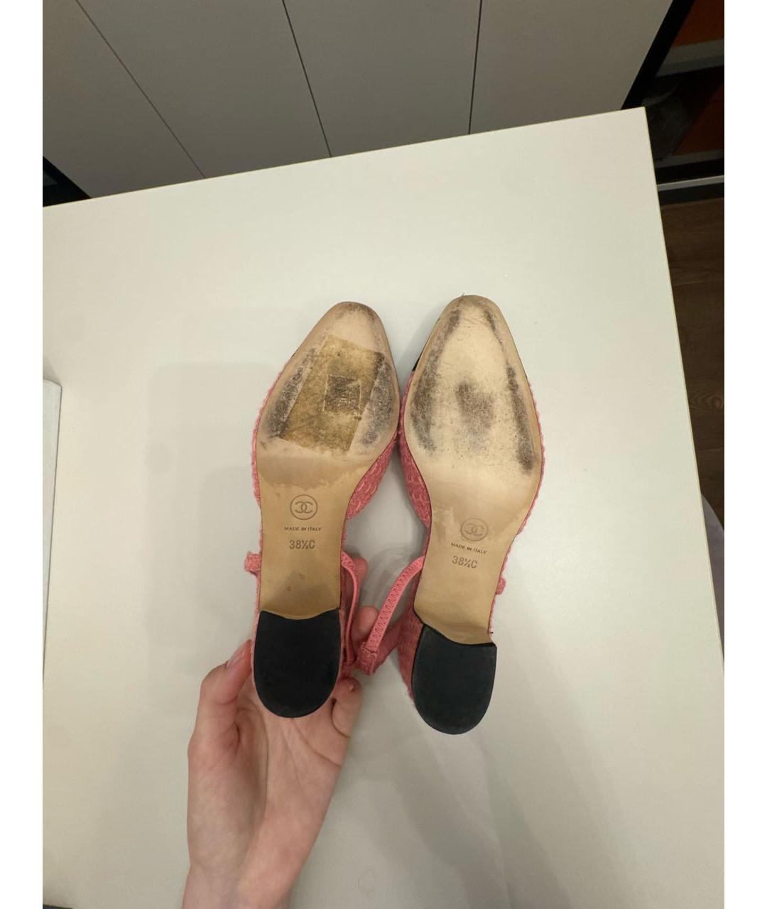 CHANEL Розовые текстильные туфли, фото 7